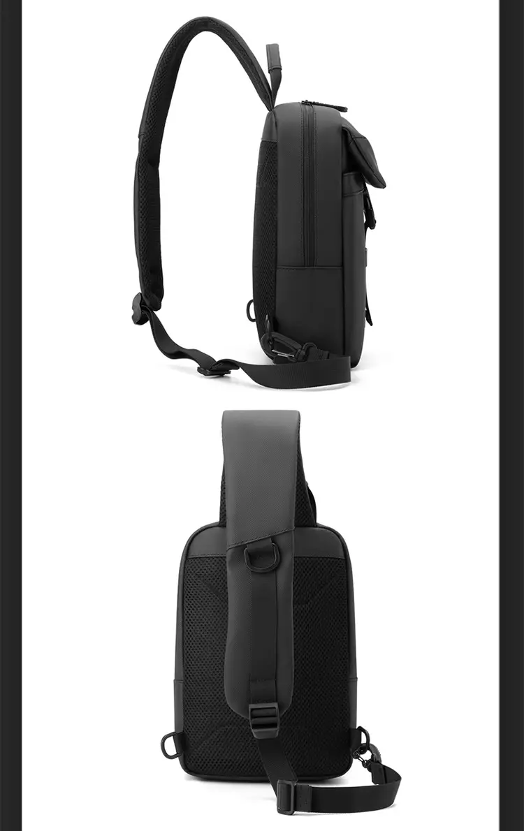 Men's Large Capacity Crossbody Bag Black Leather — feature 28