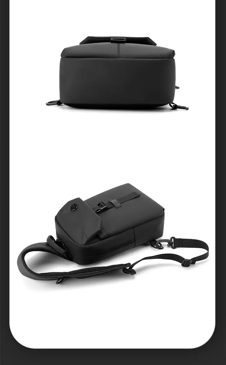 Men's Large Capacity Crossbody Bag Black Leather — feature 29