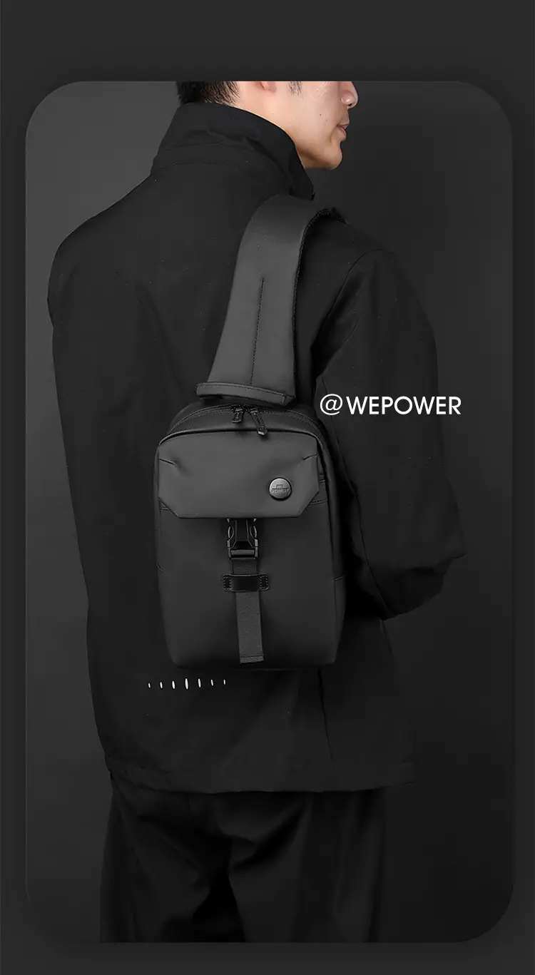Men's Large Capacity Crossbody Bag Black Leather — feature 4