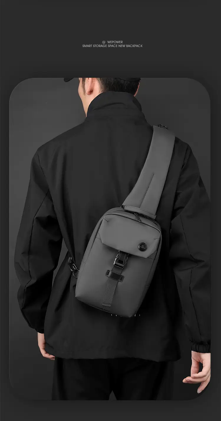 Men's Large Capacity Crossbody Bag Black Leather — feature 5