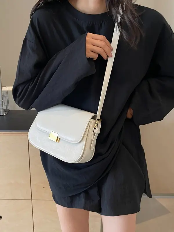 Small One-Shoulder Women's Bag Black with Gold Clasp