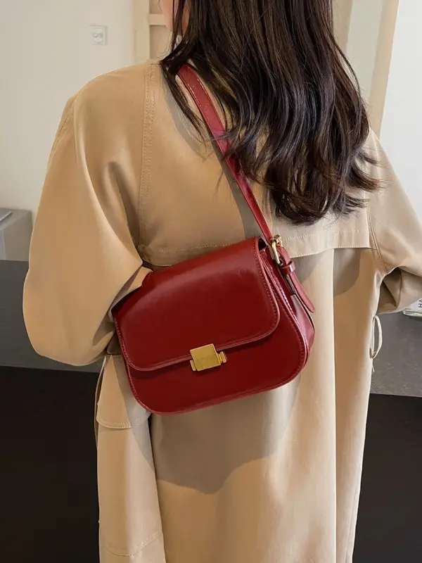Small One-Shoulder Women's Bag Black with Gold Clasp