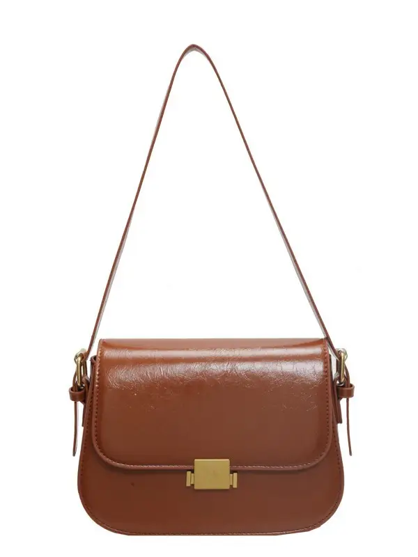 Small One-Shoulder Women's Bag Black with Gold Clasp