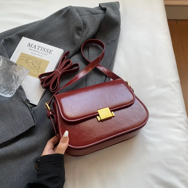 Small One-Shoulder Women's Bag Black with Gold Clasp