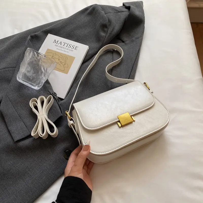 Small One-Shoulder Women's Bag Black with Gold Clasp