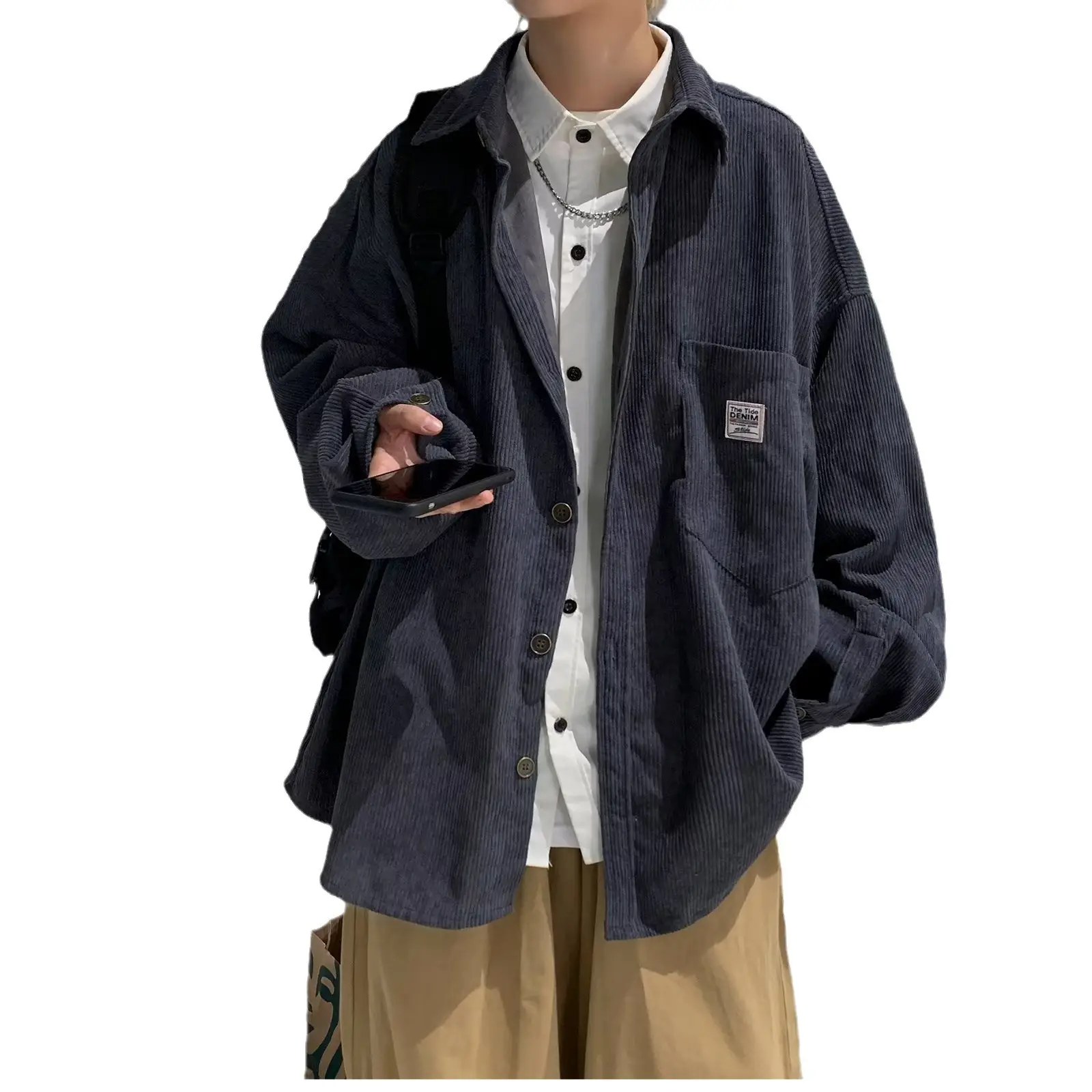 Men's Olive Green Corduroy Jacket Spring Autumn - Image 6