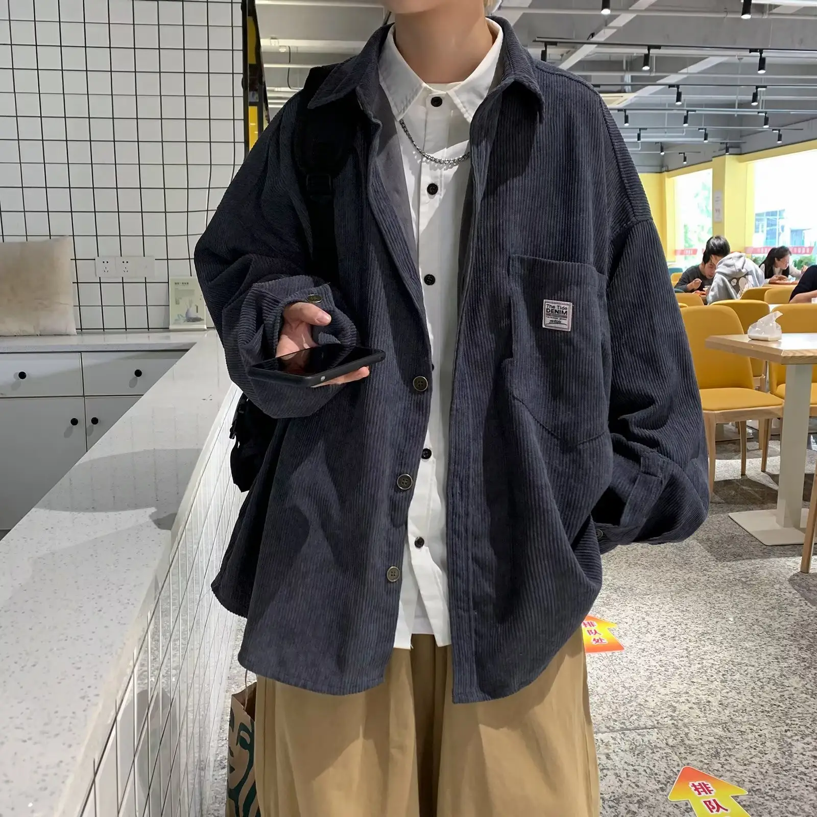 Men's Olive Green Corduroy Jacket Spring Autumn — feature 1