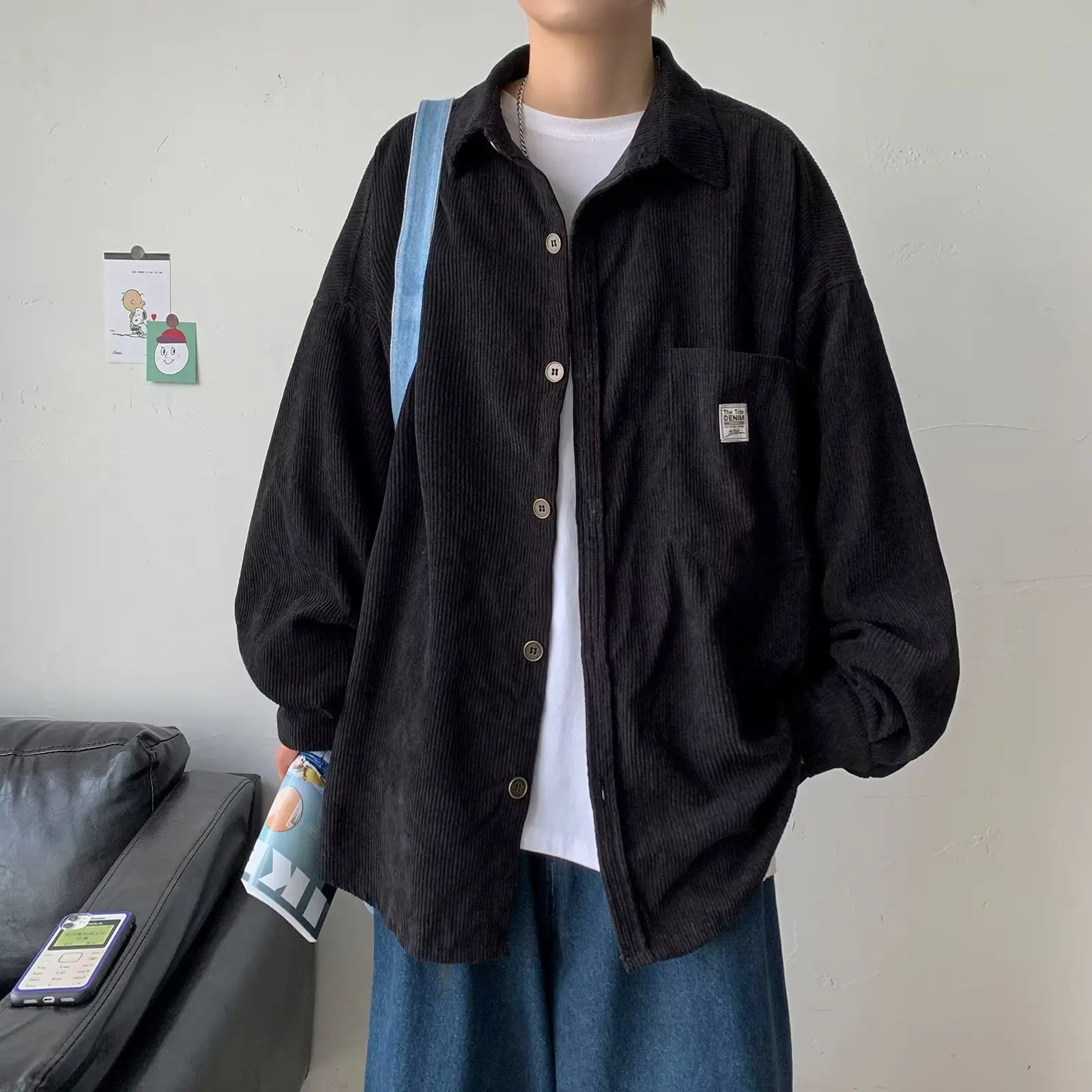Men's Olive Green Corduroy Jacket Spring Autumn — feature 3