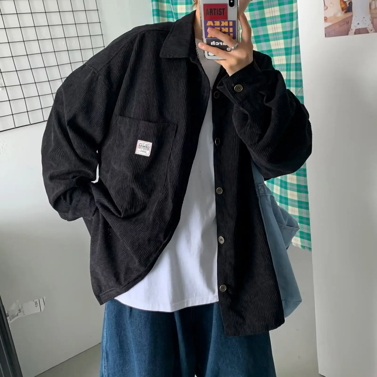 Men's Olive Green Corduroy Jacket Spring Autumn — feature 8