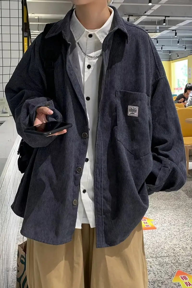 Men's Olive Green Corduroy Jacket Spring Autumn — feature 9