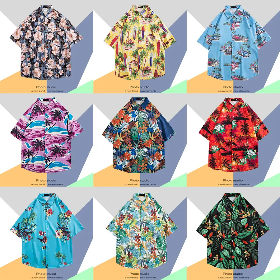Men's Thai Floral Short Sleeve Shirt Summer Wear