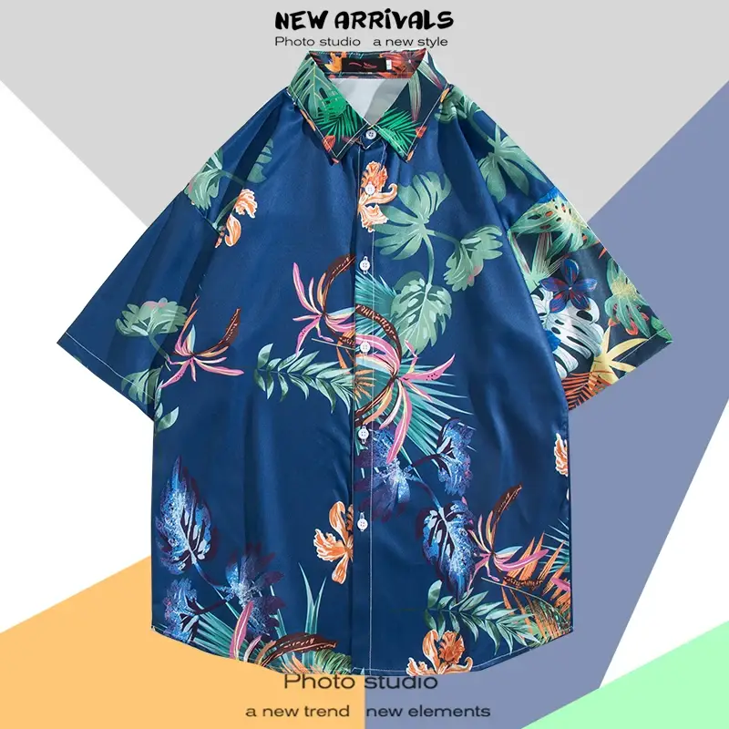 Men's Thai Floral Short Sleeve Shirt Summer Wear — feature 19