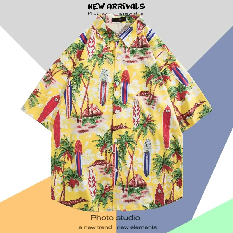 Men's Thai Floral Short Sleeve Shirt Summer Wear — feature 22