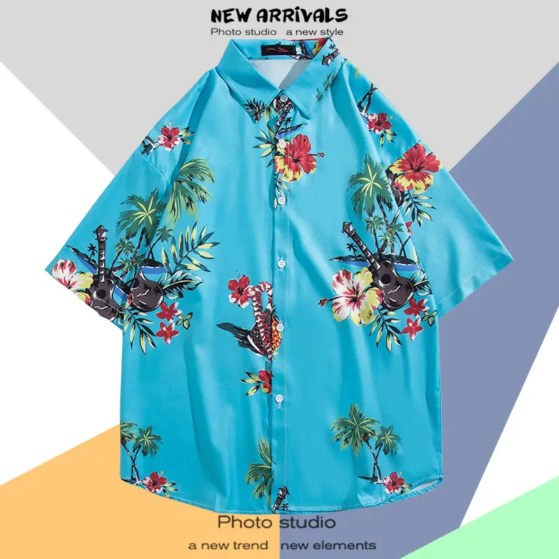 Men's Thai Floral Short Sleeve Shirt Summer Wear