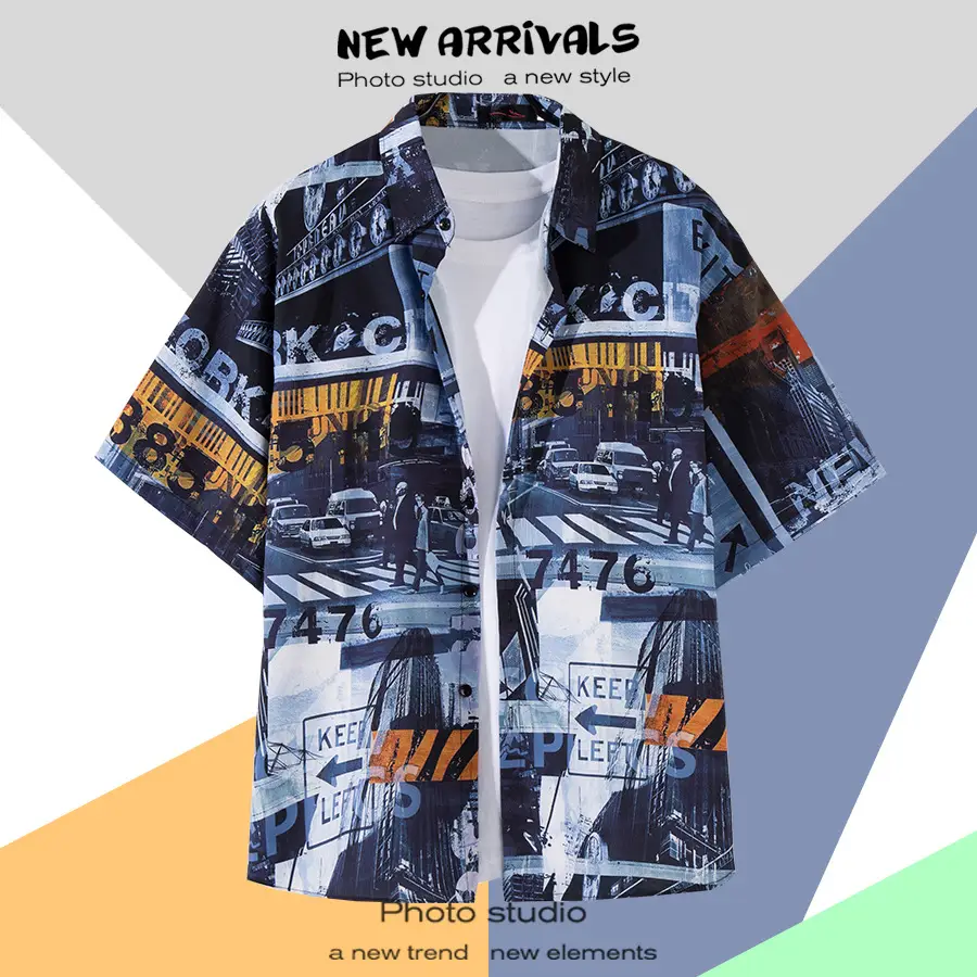 Men's Thai Floral Short Sleeve Shirt Summer Wear