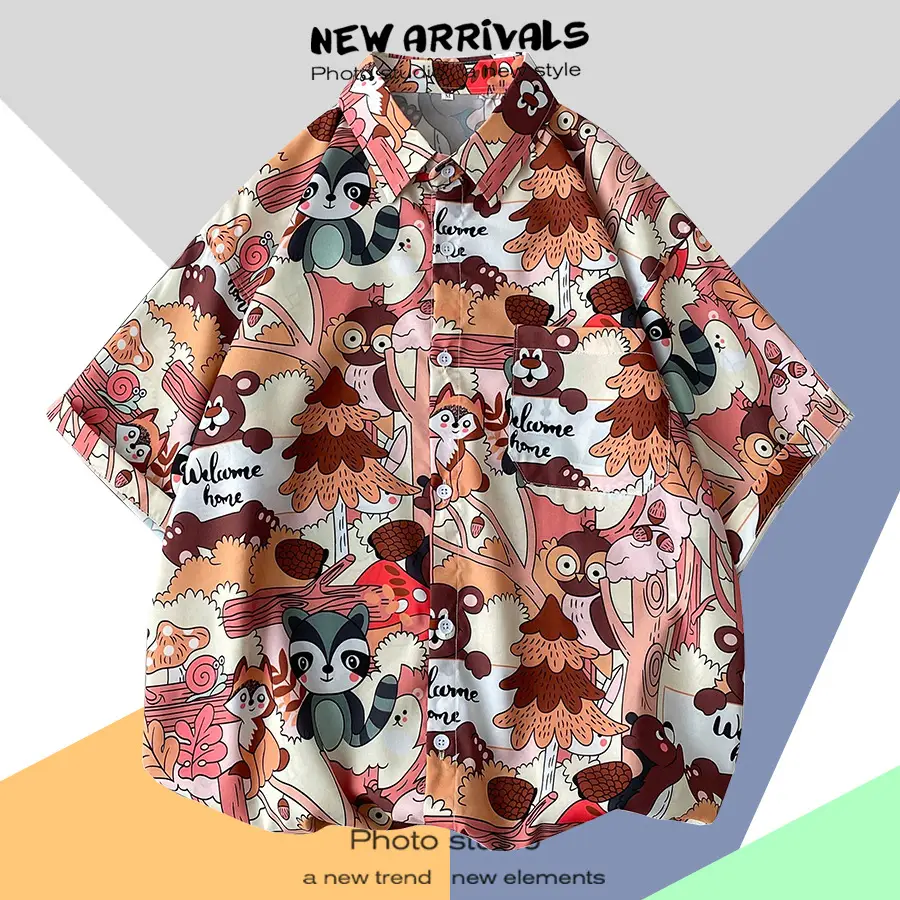 Men's Thai Floral Short Sleeve Shirt Summer Wear