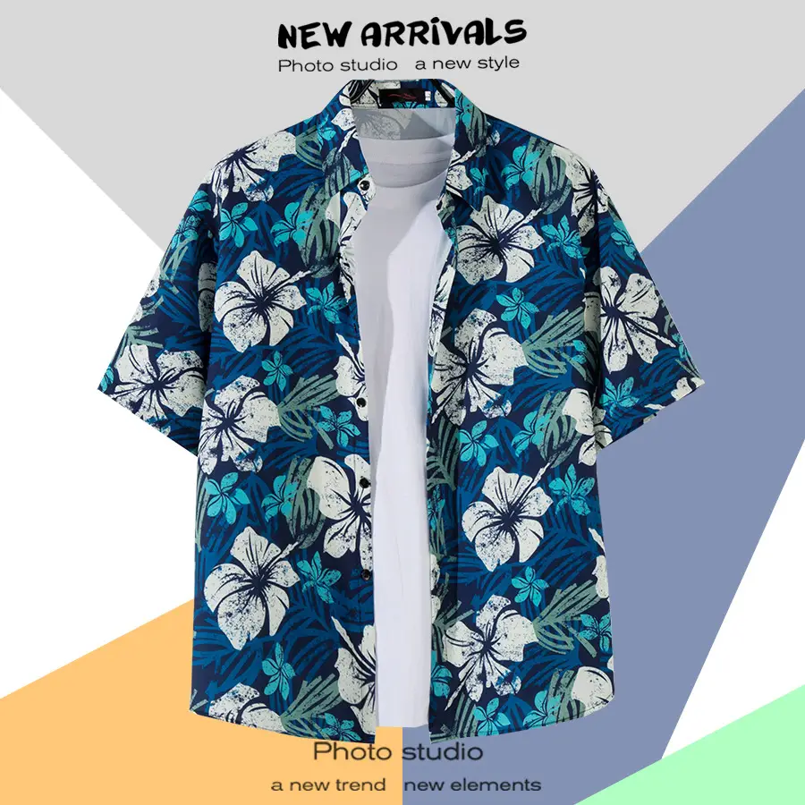 Men's Thai Floral Short Sleeve Shirt Summer Wear