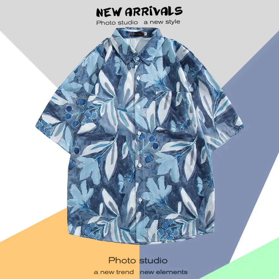 Men's Thai Floral Short Sleeve Shirt Summer Wear