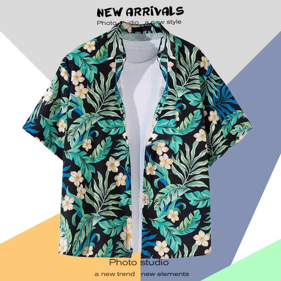 Men's Thai Floral Short Sleeve Shirt Summer Wear