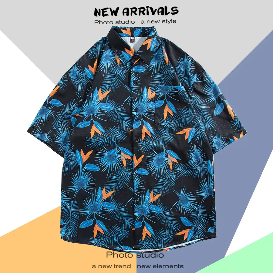 Men's Thai Floral Short Sleeve Shirt Summer Wear