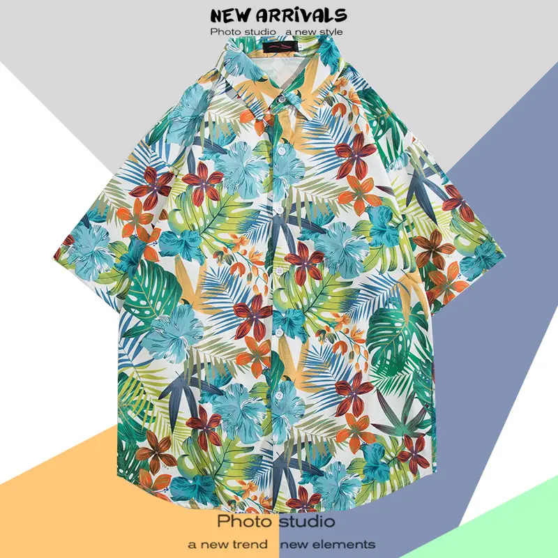 Men's Thai Floral Short Sleeve Shirt Summer Wear