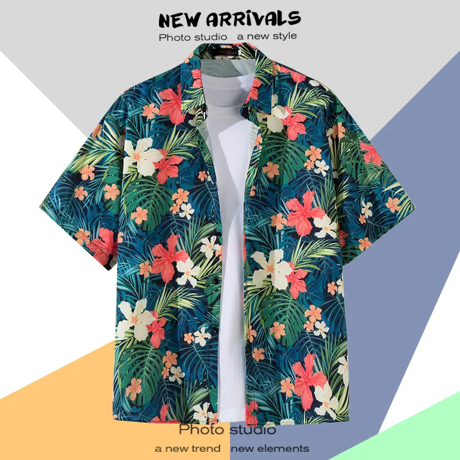Men's Thai Floral Short Sleeve Shirt Summer Wear