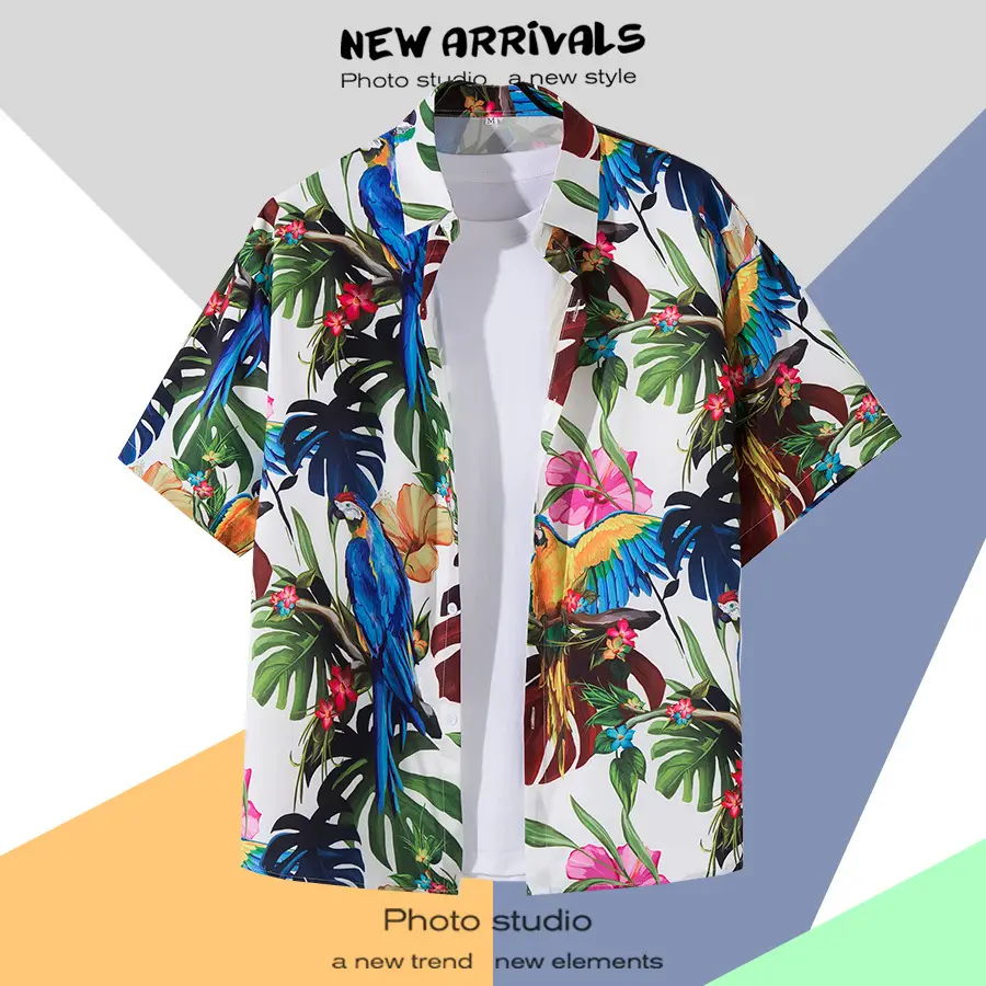 Men's Thai Floral Short Sleeve Shirt Summer Wear