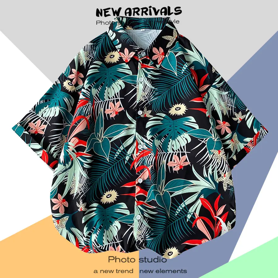 Men's Thai Floral Short Sleeve Shirt Summer Wear