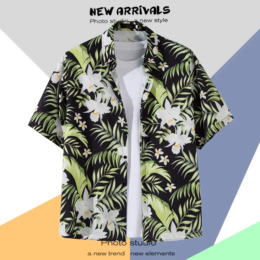 Men's Thai Floral Short Sleeve Shirt Summer Wear