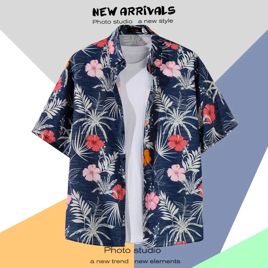 Men's Thai Floral Short Sleeve Shirt Summer Wear
