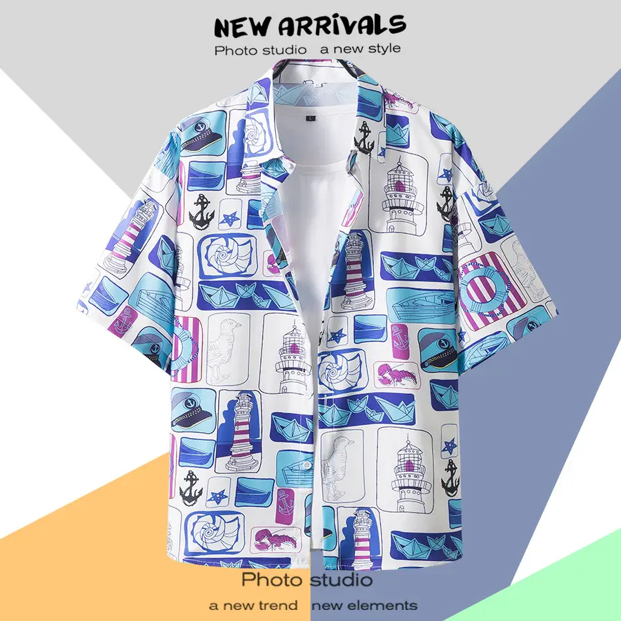 Men's Thai Floral Short Sleeve Shirt Summer Wear