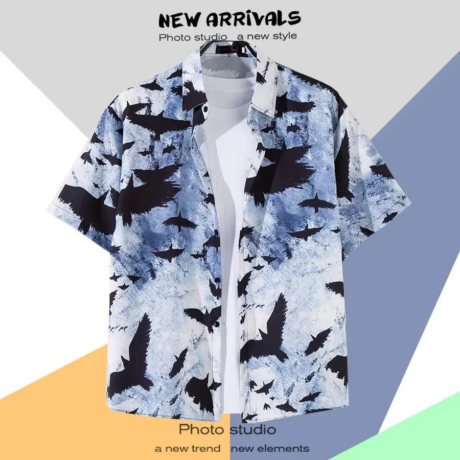 Men's Thai Floral Short Sleeve Shirt Summer Wear