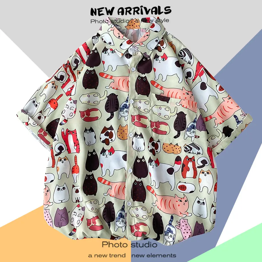 Men's Thai Floral Short Sleeve Shirt Summer Wear