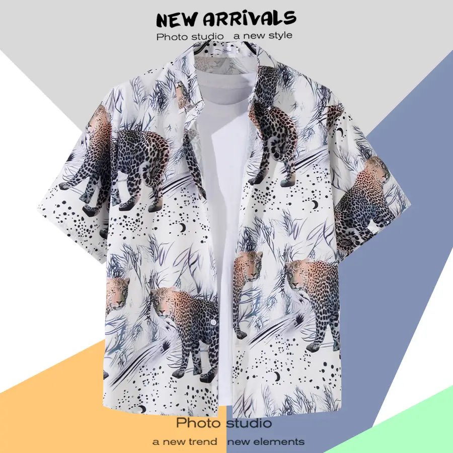 Men's Thai Floral Short Sleeve Shirt Summer Wear