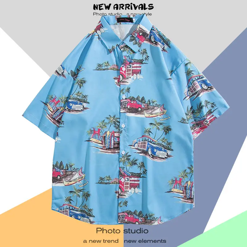 Men's Thai Floral Short Sleeve Shirt Summer Wear