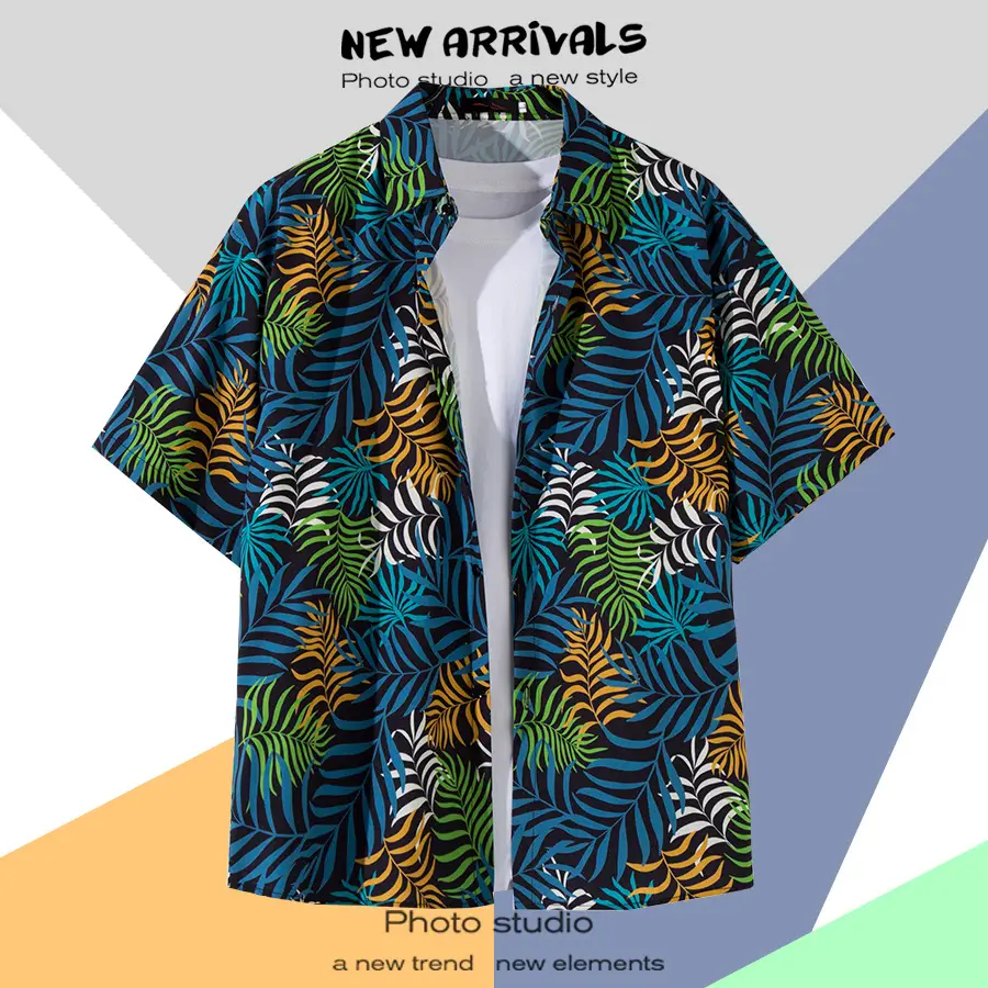 Men's Thai Floral Short Sleeve Shirt Summer Wear