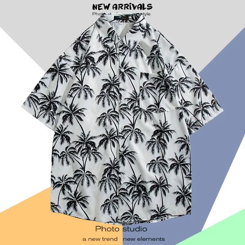 Men's Thai Floral Short Sleeve Shirt Summer Wear