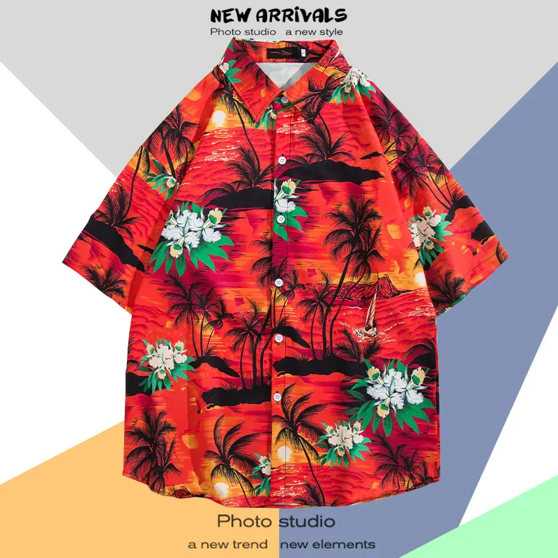 Men's Thai Floral Short Sleeve Shirt Summer Wear