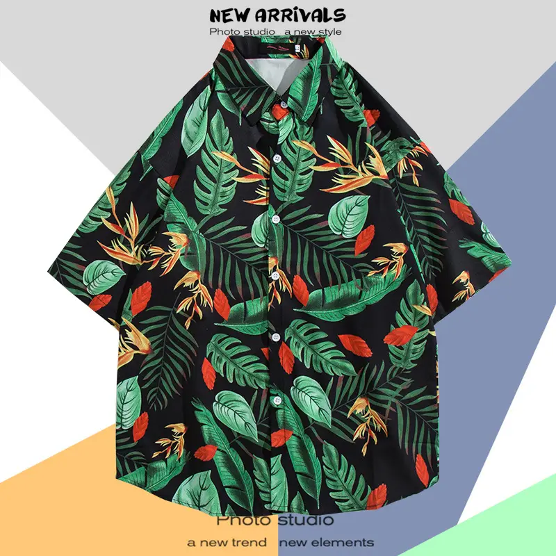Men's Thai Floral Short Sleeve Shirt Summer Wear
