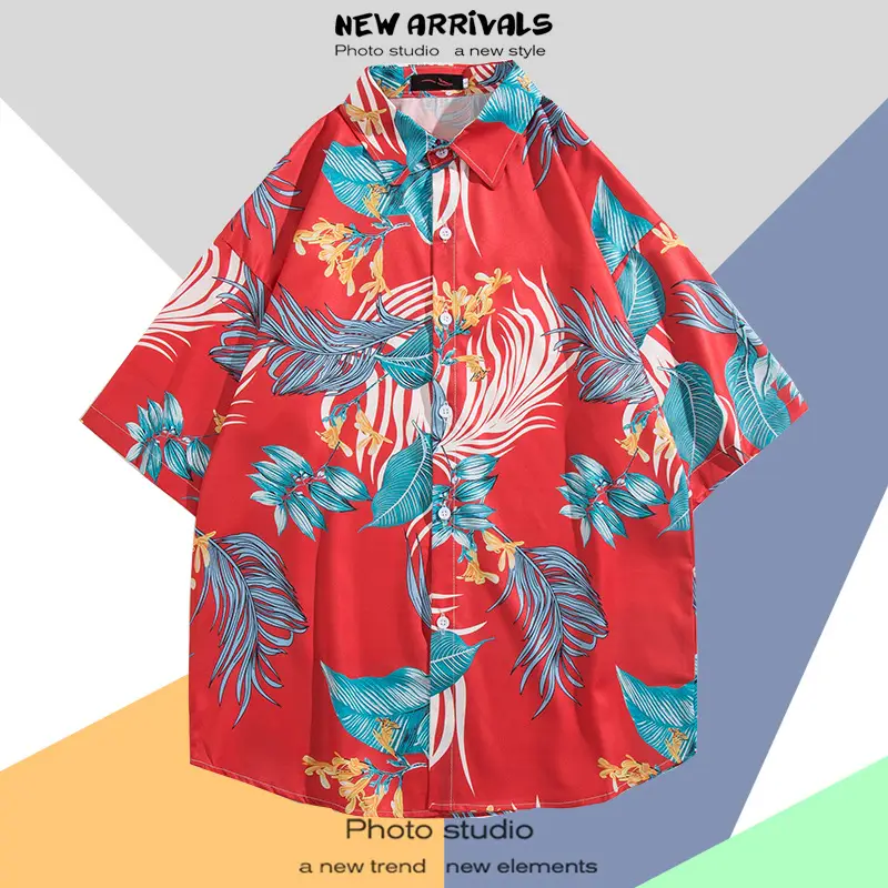 Men's Thai Floral Short Sleeve Shirt Summer Wear