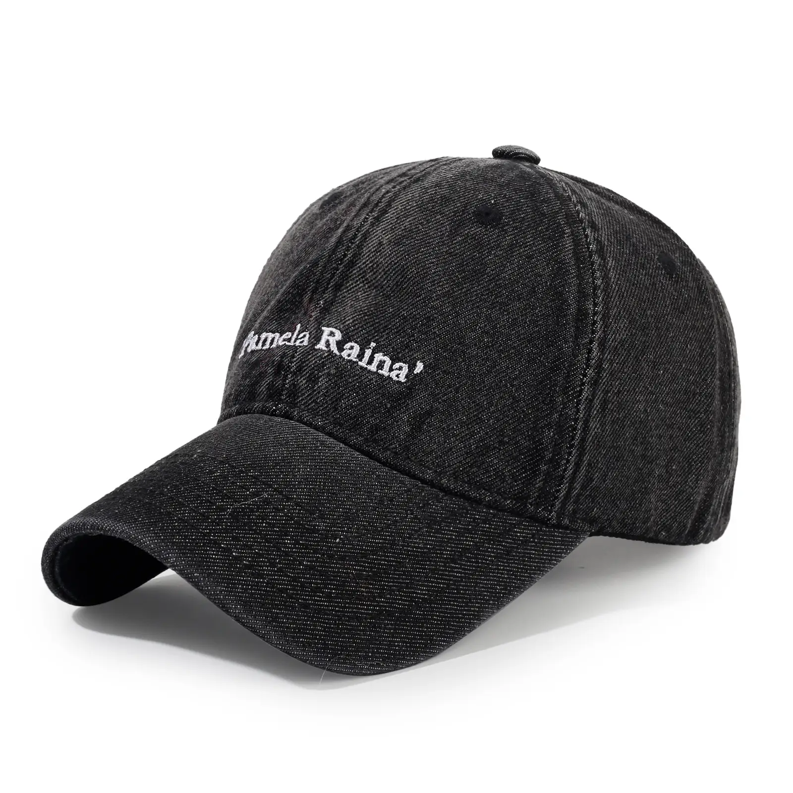 Denim Letter Embroidered Baseball Cap Light Blue Unisex Summer Sun Protection