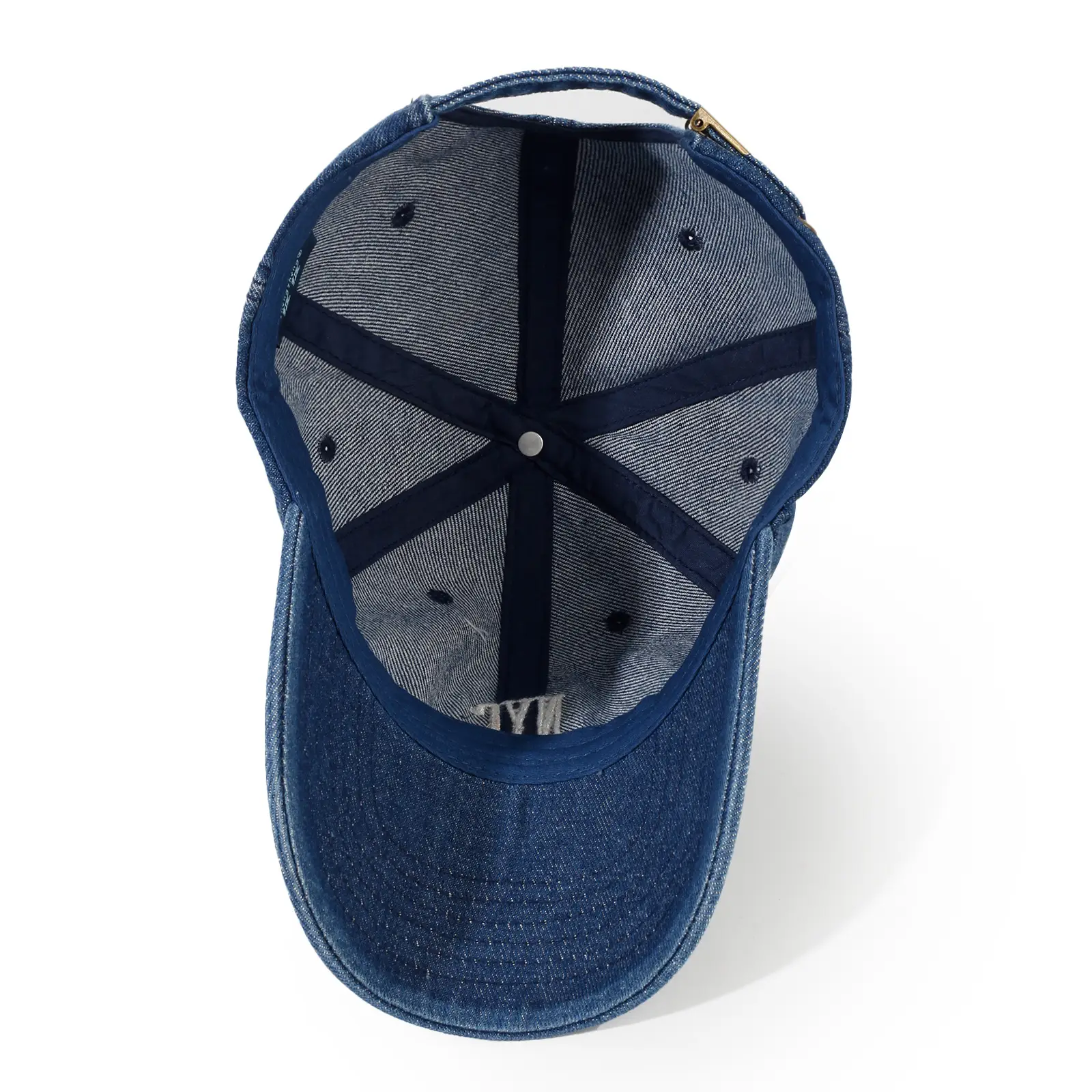 Men Embroidered Denim Cap NYC Washed Vintage — feature 10