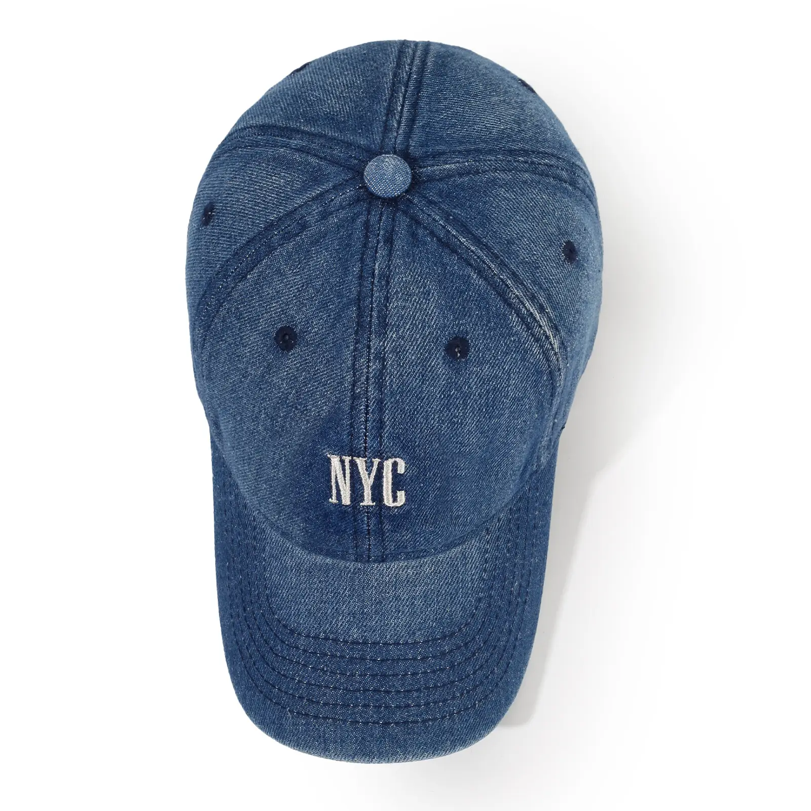 Men Embroidered Denim Cap NYC Washed Vintage — feature 11