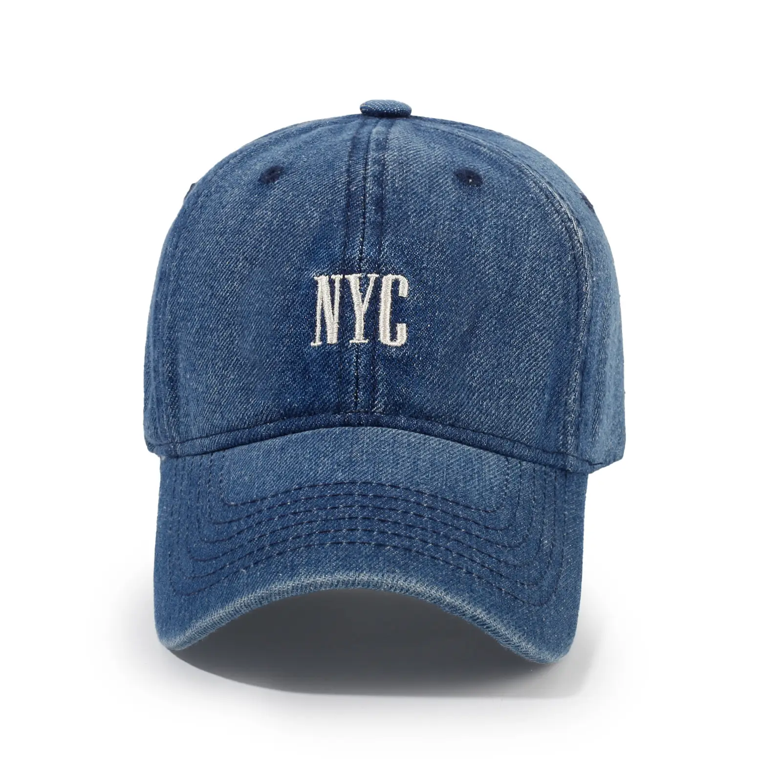 Men Embroidered Denim Cap NYC Washed Vintage — feature 7