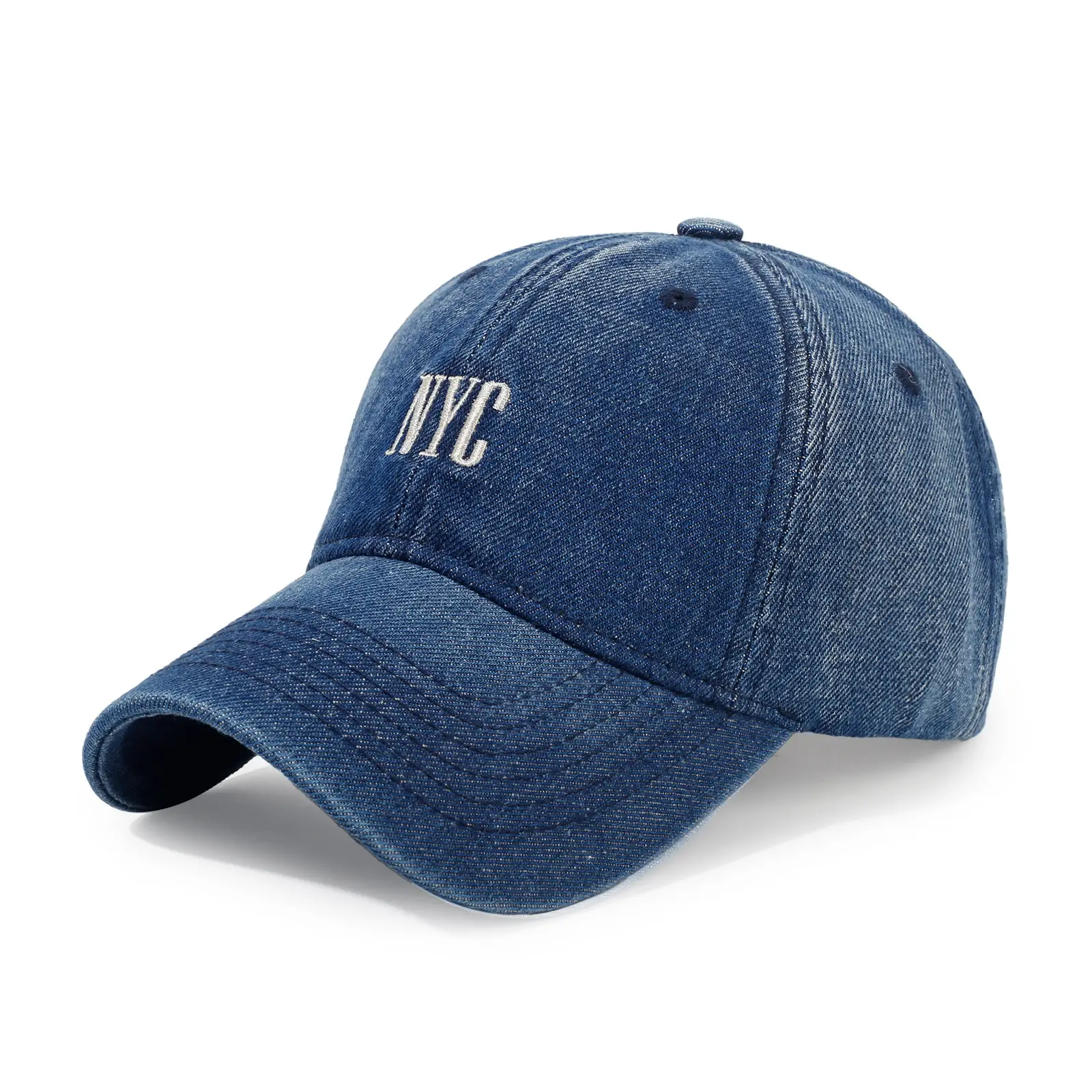 Men Embroidered Denim Cap NYC Washed Vintage - Image 2