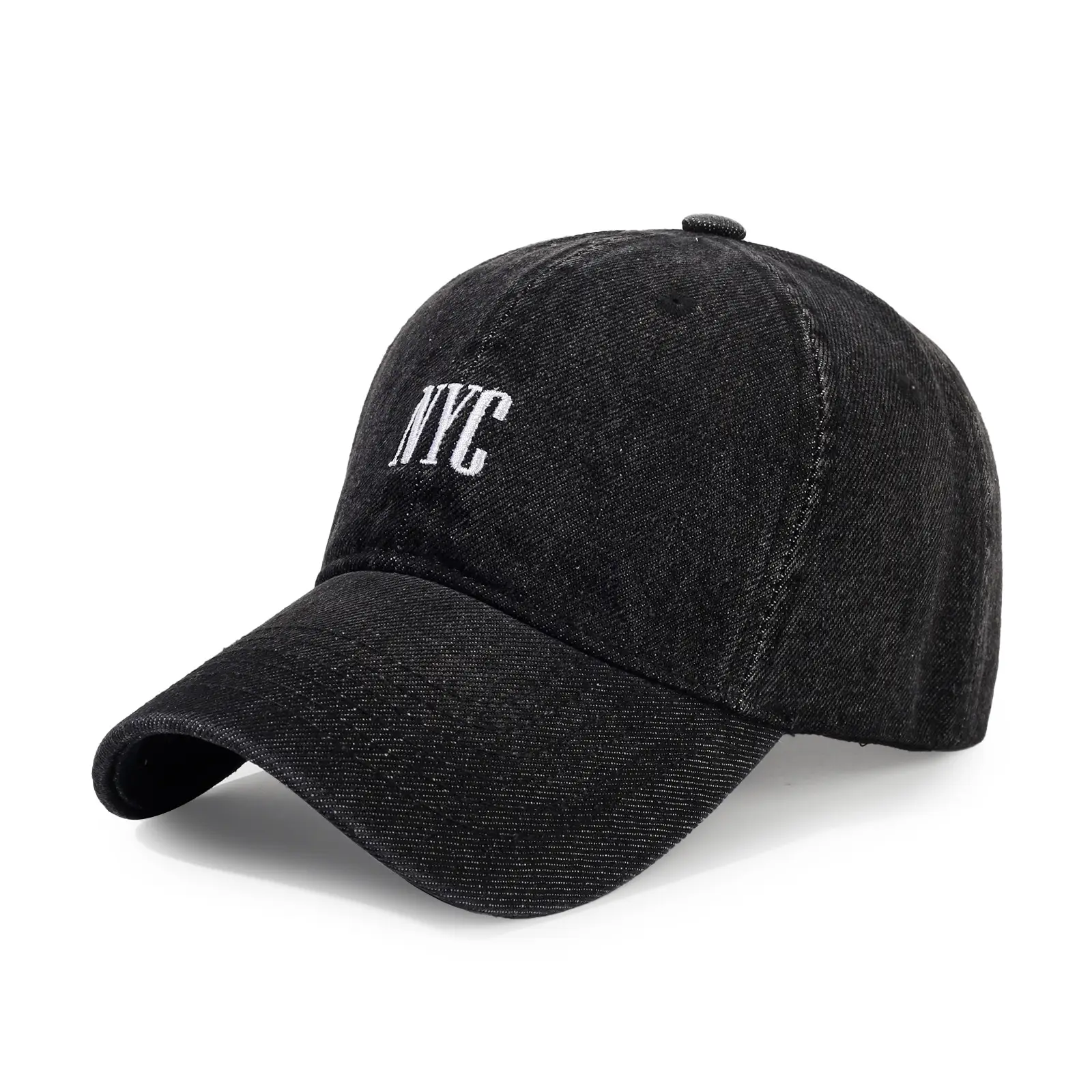 Men Embroidered Denim Cap NYC Washed Vintage - Image 3