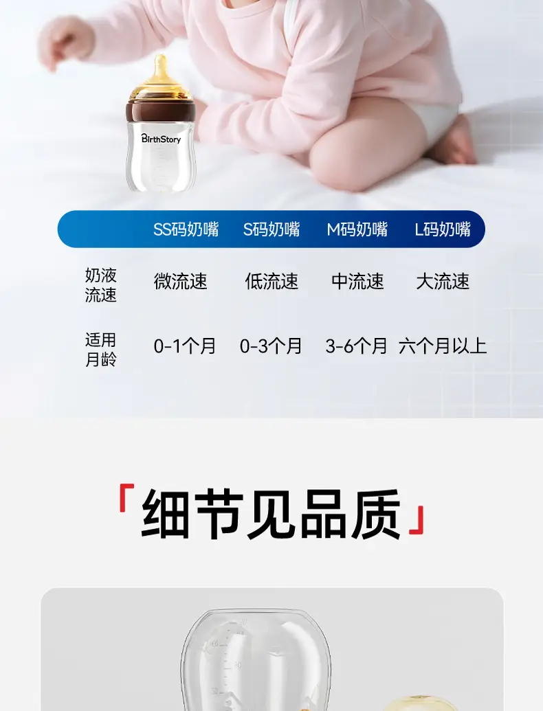 Bottom gas return newborn glass bottle baby wide-caliber anti-flatulence baby bottle newborn 0-3-6 months — feature 18