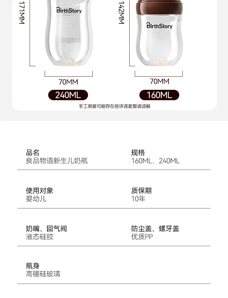 Bottom gas return newborn glass bottle baby wide-caliber anti-flatulence baby bottle newborn 0-3-6 months — feature 20