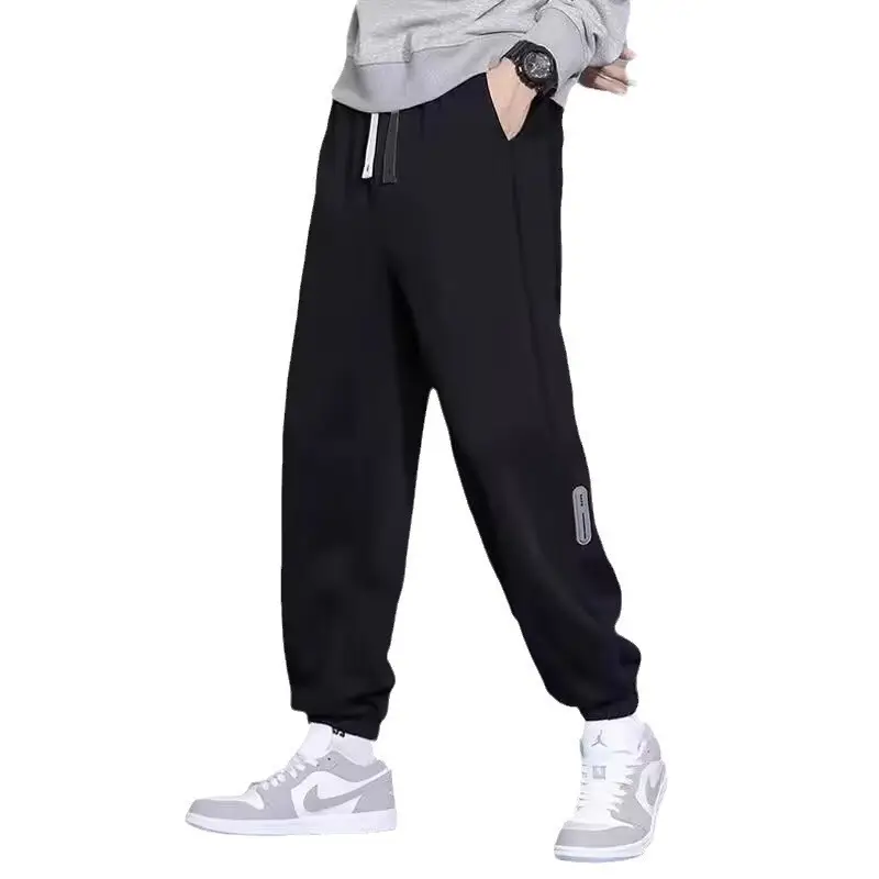 Men Fleece Lined Heavy Striped Pants Black Winter Casual - Image 8