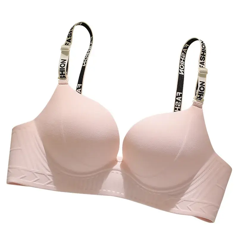 Pink Seamless Gathered Underwear Small Chest Not Empty Cup Anti-Gravity Lifting - Image 11